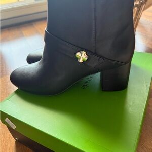 kate spade Black Leather Flower Bootie